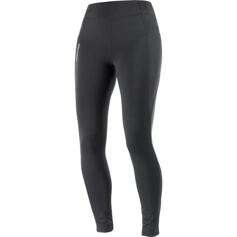 Black Salomon Cross Warm 28'' Women's Running Tights | IE SA5430